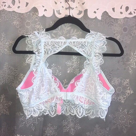 Powder Blue Lace Bralette, Padded - Picture 3 of 5